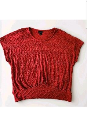 Daytrip Red Textured Short Sleeve Pullover